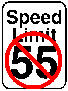 Crossed out 55mph speed limit sign